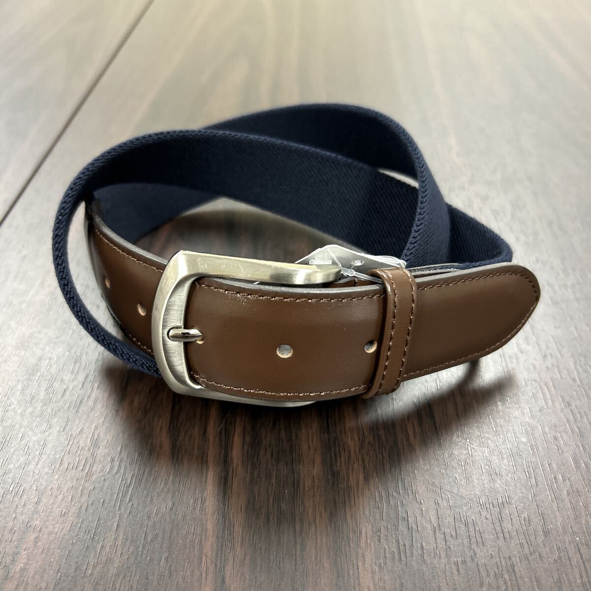 日本製カジュアルベルト ネイビー×ブラウン(39×29) L size拍卖