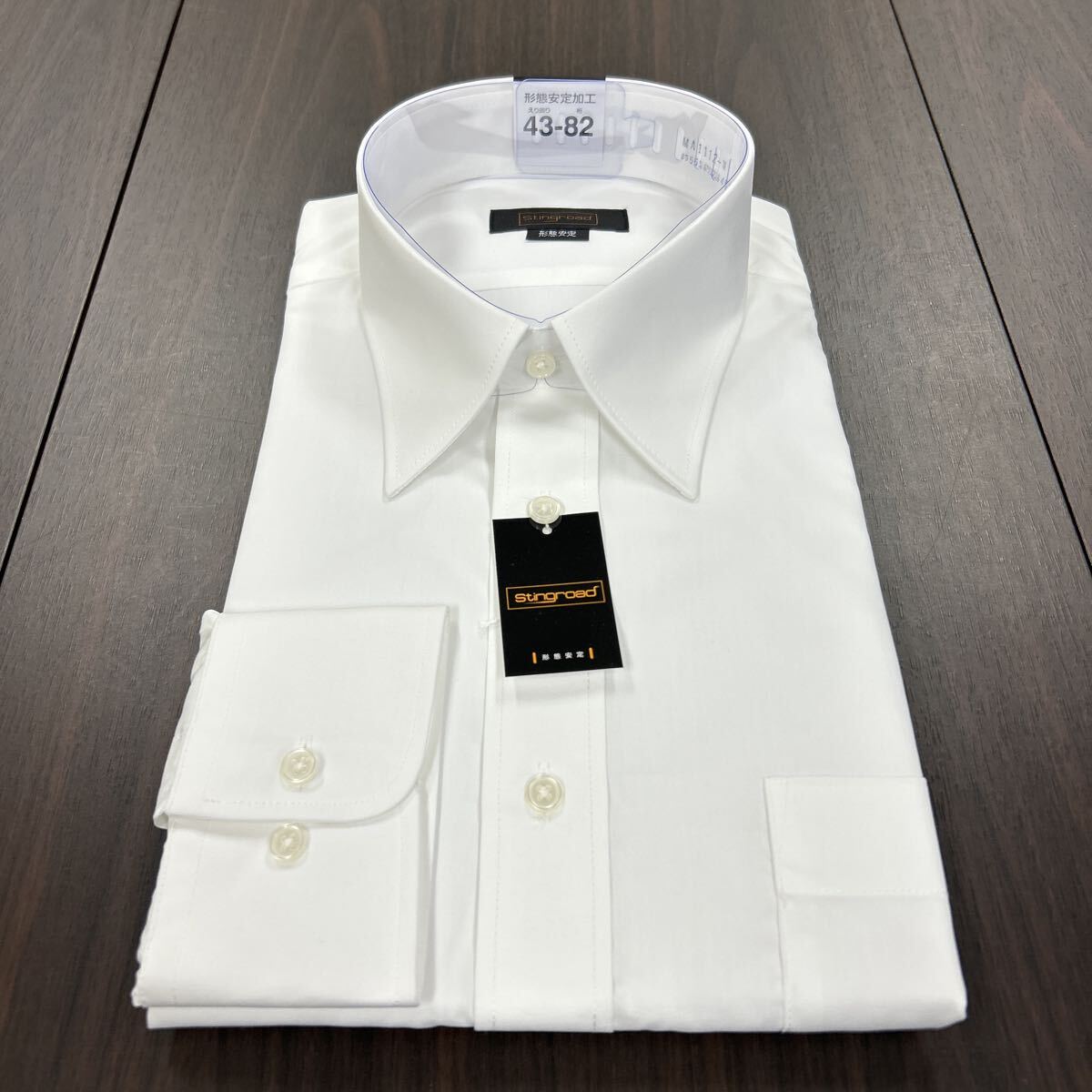 綿高率白無地形態安定ドレスシャツ43-82レギュラーカラー拍卖