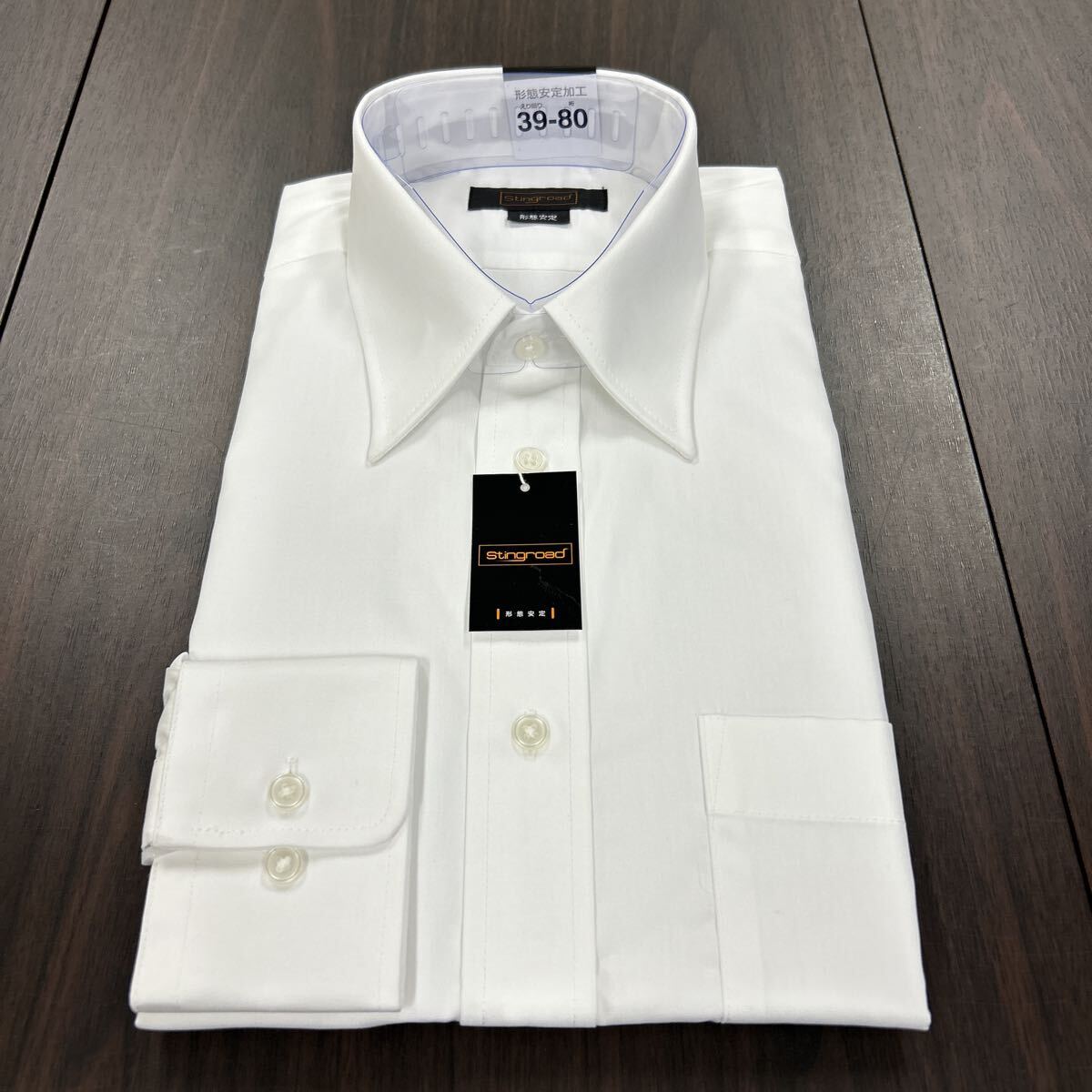 綿高率白無地形態安定ドレスシャツ39-80レギュラーカラー拍卖