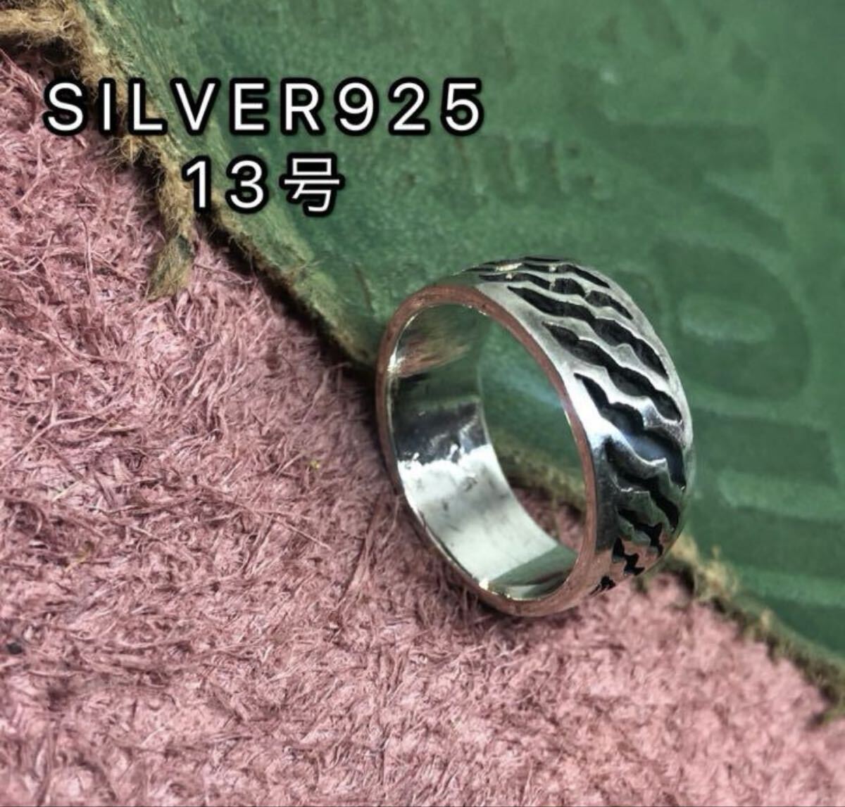 YYQ4-5語ろ 稲妻 サンダー 雷 平打ち シルバーリング シンプル SILVER925 語ろ 13号指輪 男女兼用拍卖