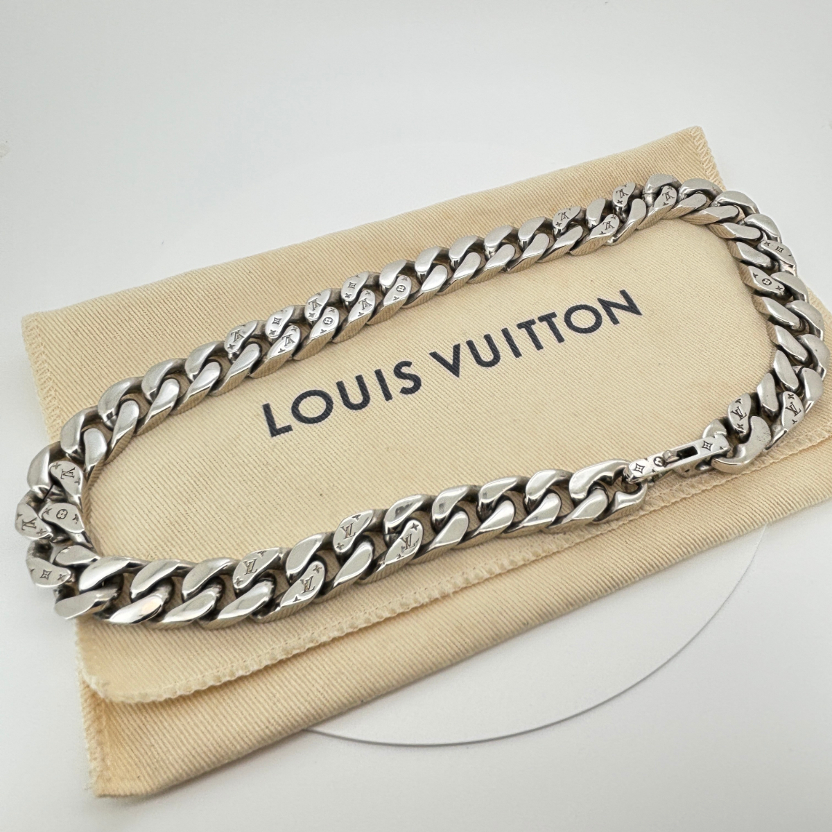 ルイヴィトン コリエ チェーンリンクス LV 喜平 ネックレス シルバー 袋付き拍卖