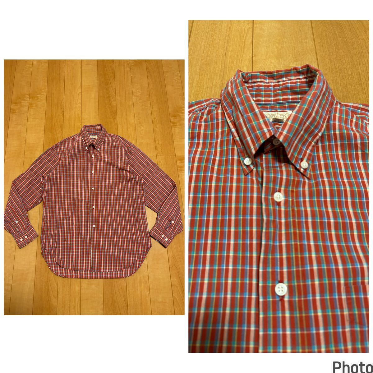 良品☆東洋・SUGAR CANE/シュガーケーン メンズサイズM.15-15.5 薄手.長袖BDシャツ ビンテージチェック総柄 希少.M品番90s〜 /デニム 拍卖