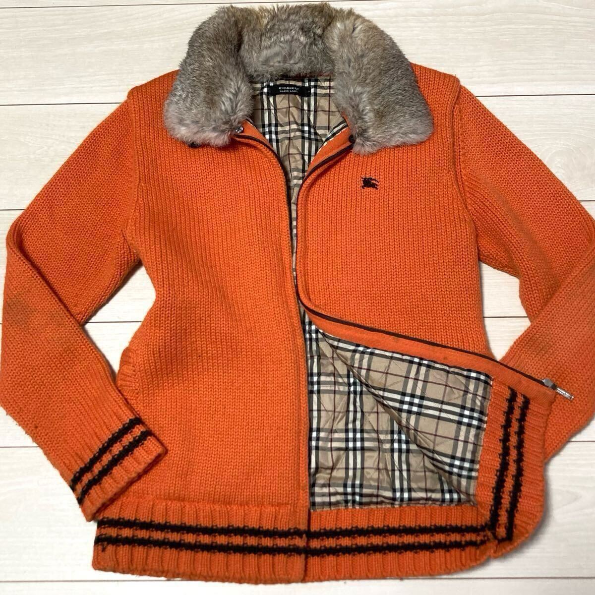 ★美品★バーバリーブラックレーベル Burberry Black label ブルゾン セーター ニット ジャケット リアルファー拍卖