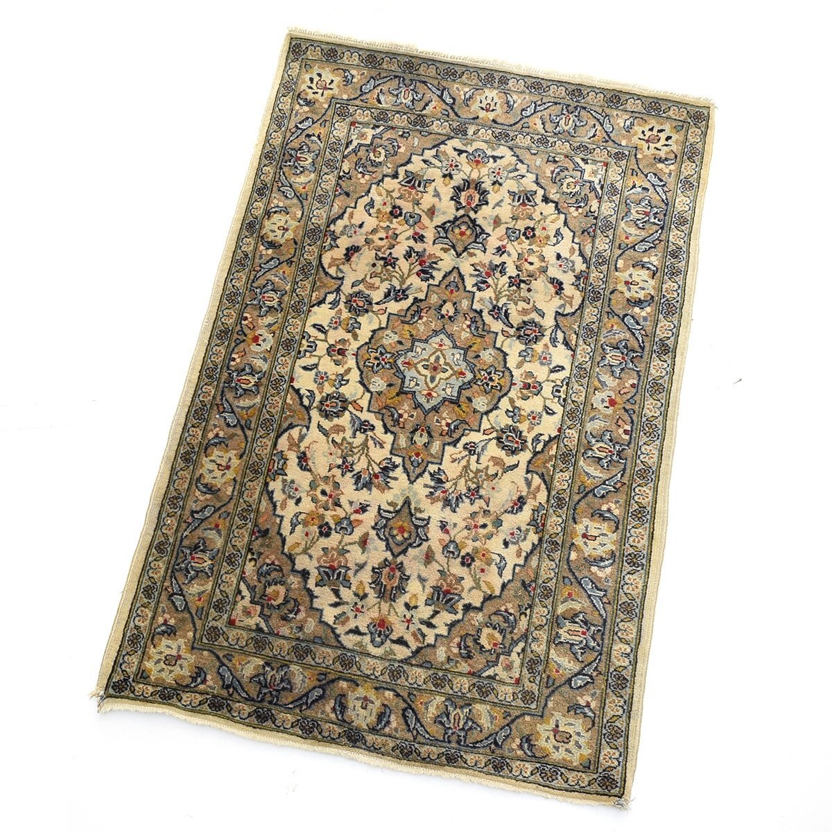 ●491323 ペルシャ絨毯 カシャーン産 最高級 ウール (実寸 約99×151cm) ヴィンテージ拍卖
