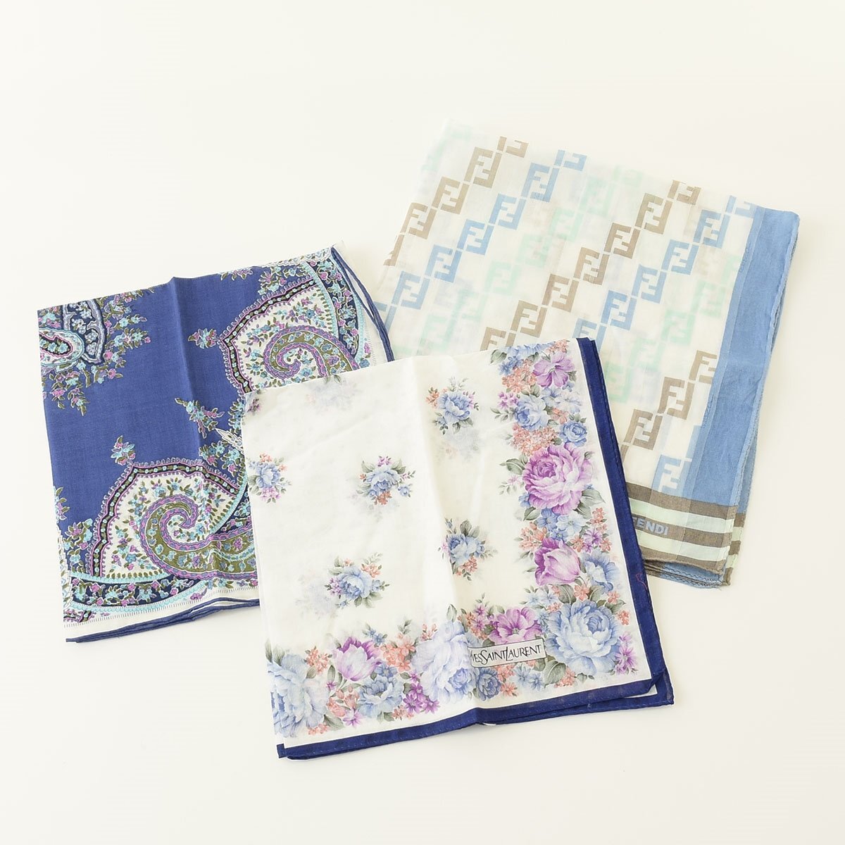 ◇533720 ハンカチ FENDI Yves Saint Laurent 3枚セット フェンディ イブサンローラン レディース拍卖