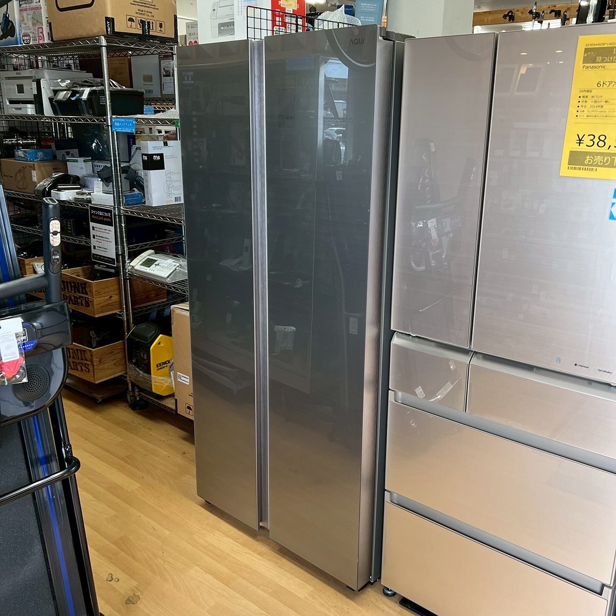 ▽542938 【店頭受取限定】【神戸市】 AQUA アクア パノラマ オープン 冷凍冷蔵庫 AQR-SBS48K 2022年製 【軽トラ貸出90分無料】拍卖