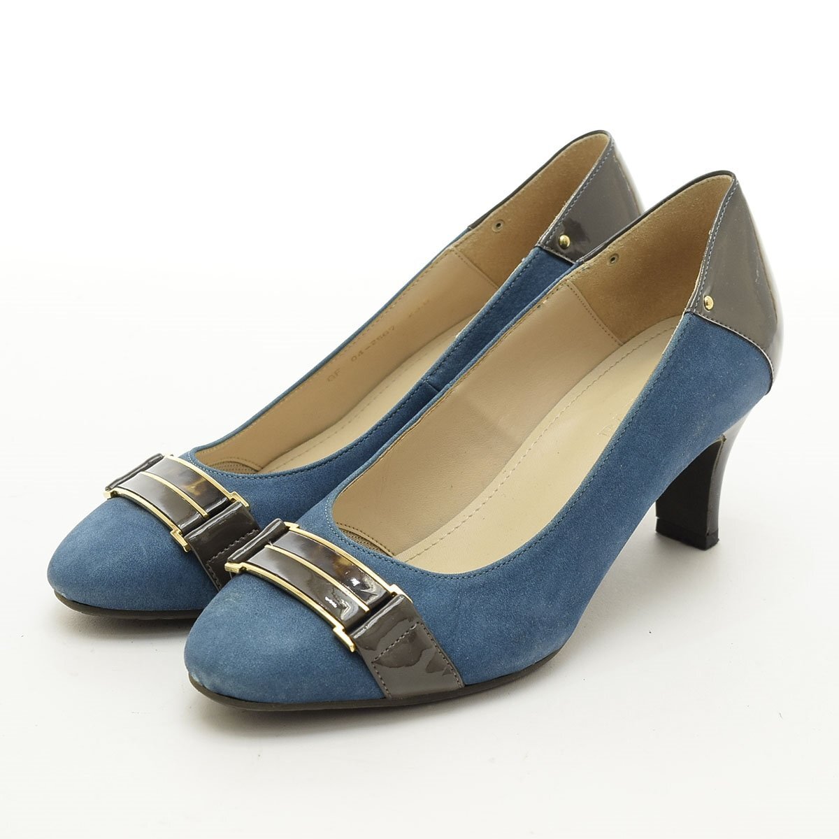 ◇542915 BARcLAY バークレー パンプス スウェードエナメルヒール サイズ23.0cm/H6cm レディース 日本製 ブルー拍卖