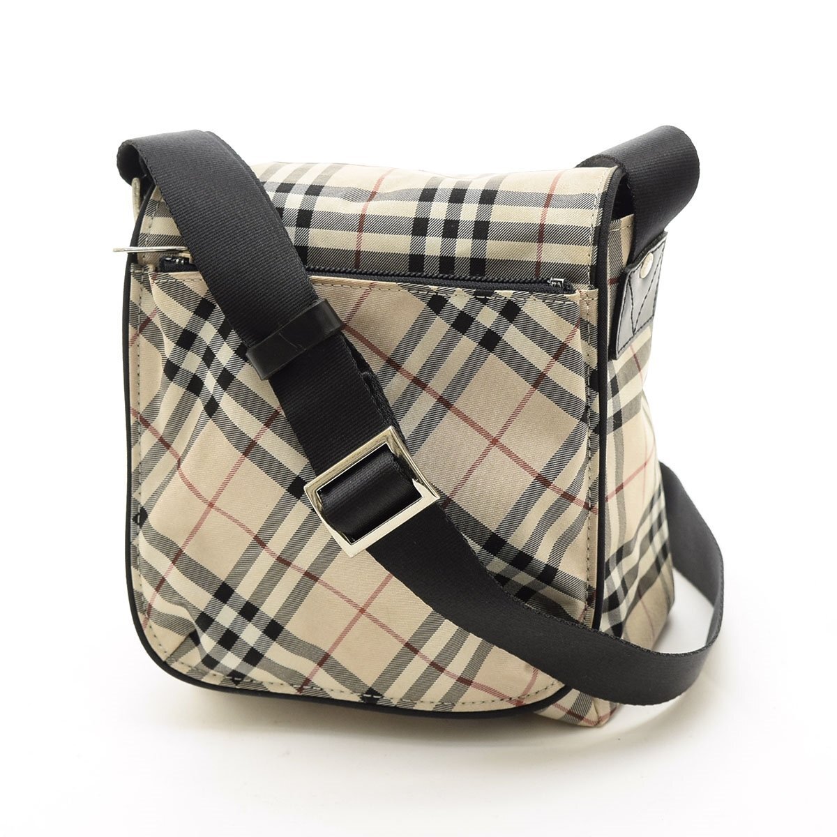 □544990 BURBERRY BLUE LABEL バーバリーブルーレーベル 三陽商会 ポシェット ミニショルダーバッグ ノバチェック ナイロン ベージュ拍卖