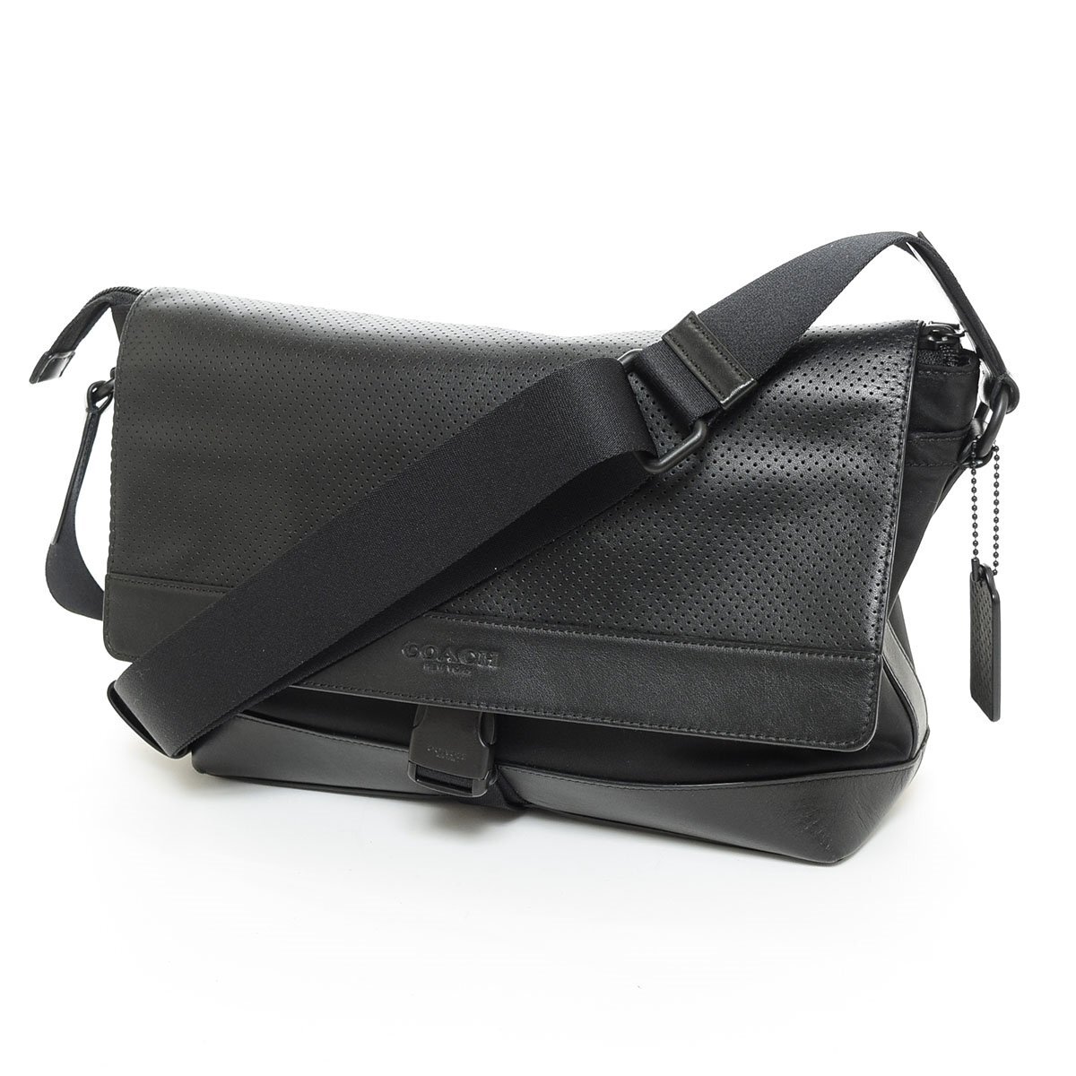 □565825 COACH コーチ ショルダーバッグ F71968 パンチングレザー ナイロン ブラック拍卖