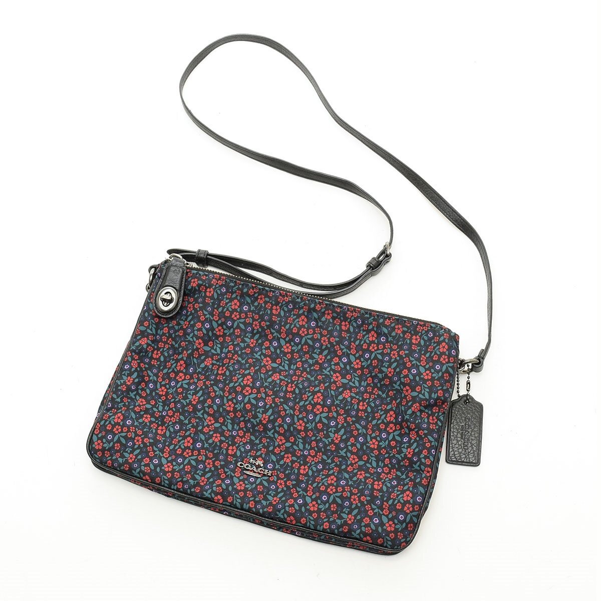 □552726 COACH コーチ ショルダーバッグ 小花柄ナイロンプリント F59436 レディース レッド ブラック他拍卖