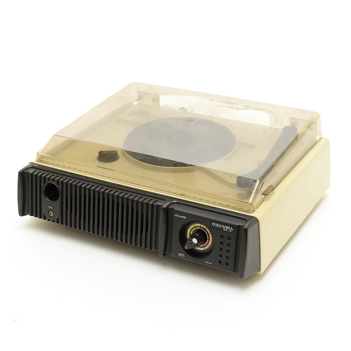 ▽559419 【昭和レトロ】Columbia コンパクトレコードプレーヤー ターンテーブル 動作確認済 内蔵スピーカー動作品 SE-3 コロムビア拍卖