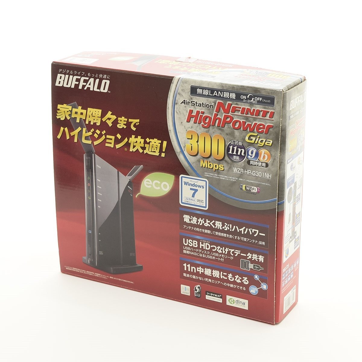 ▽527303 【未使用品】BUFFALO 無線LANルーター AirStation NFINITI HighPower Giga WZR-HP-G301NH拍卖