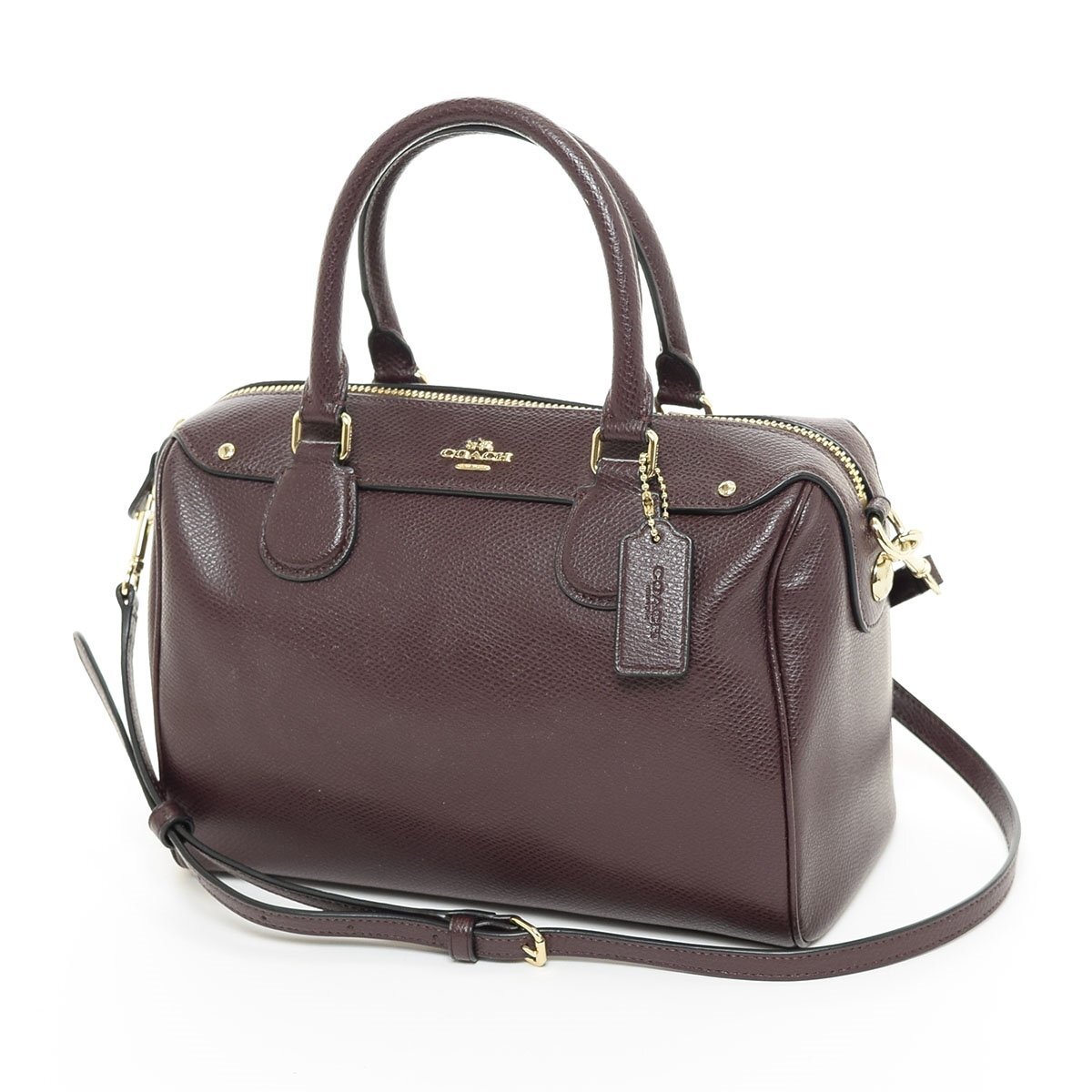 □566845 COACH コーチ 2WAYハンドバッグ ショルダーバッグ レザーミニボストン レディース ボルドー拍卖