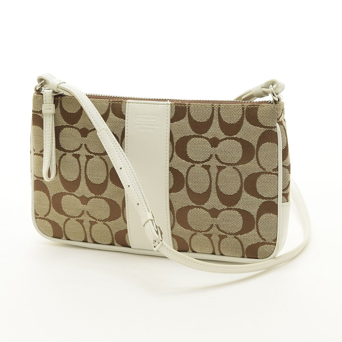 □540931 COACH コーチ ポシェット ミニショルダーバッグ 色 レディース ベージュ ホワイト拍卖