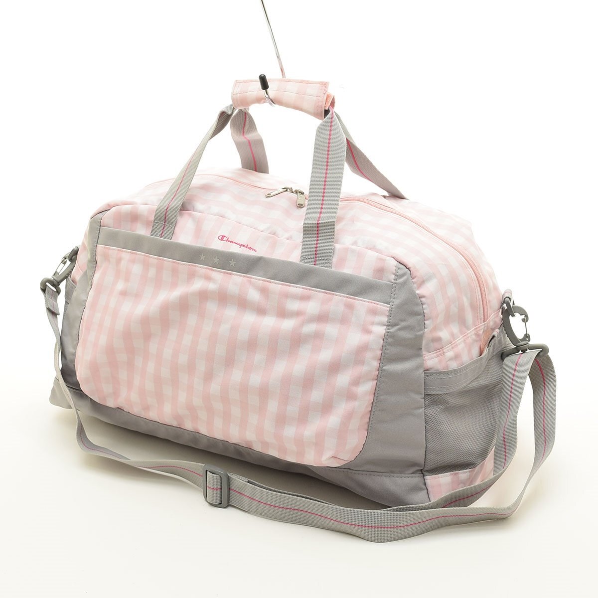 ◇527246 Champion チャンピオン ボストンバッグ ダッフルバッグ ナイロン 修学旅行 校外学習 レディース ピンク チェック ACE社製拍卖