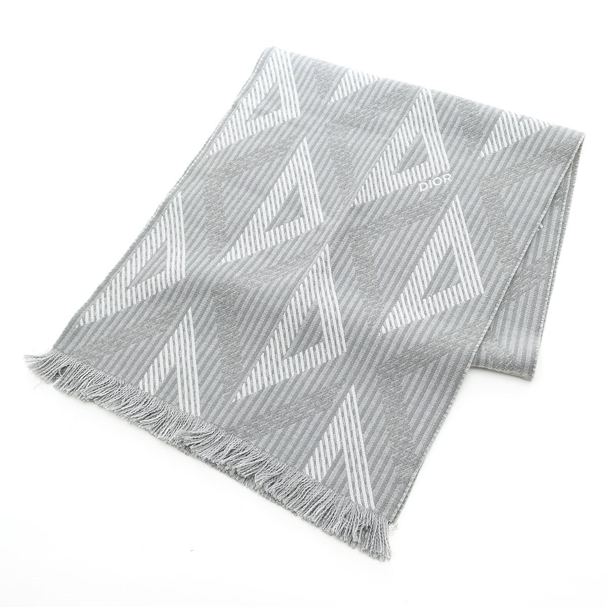 □558358 Dior HOMME ディオールオム マフラー ネックウォーマー CD Diamond 羊毛ウールニット CDダイヤモンド メンズ イタリア製 グレー拍卖