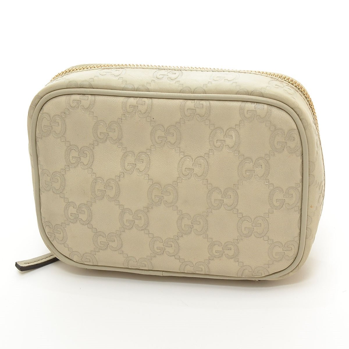 □394385 GUCCI グッチ ジュエリーポーチ グッチシマ 191187 レザー レディース ホワイト拍卖