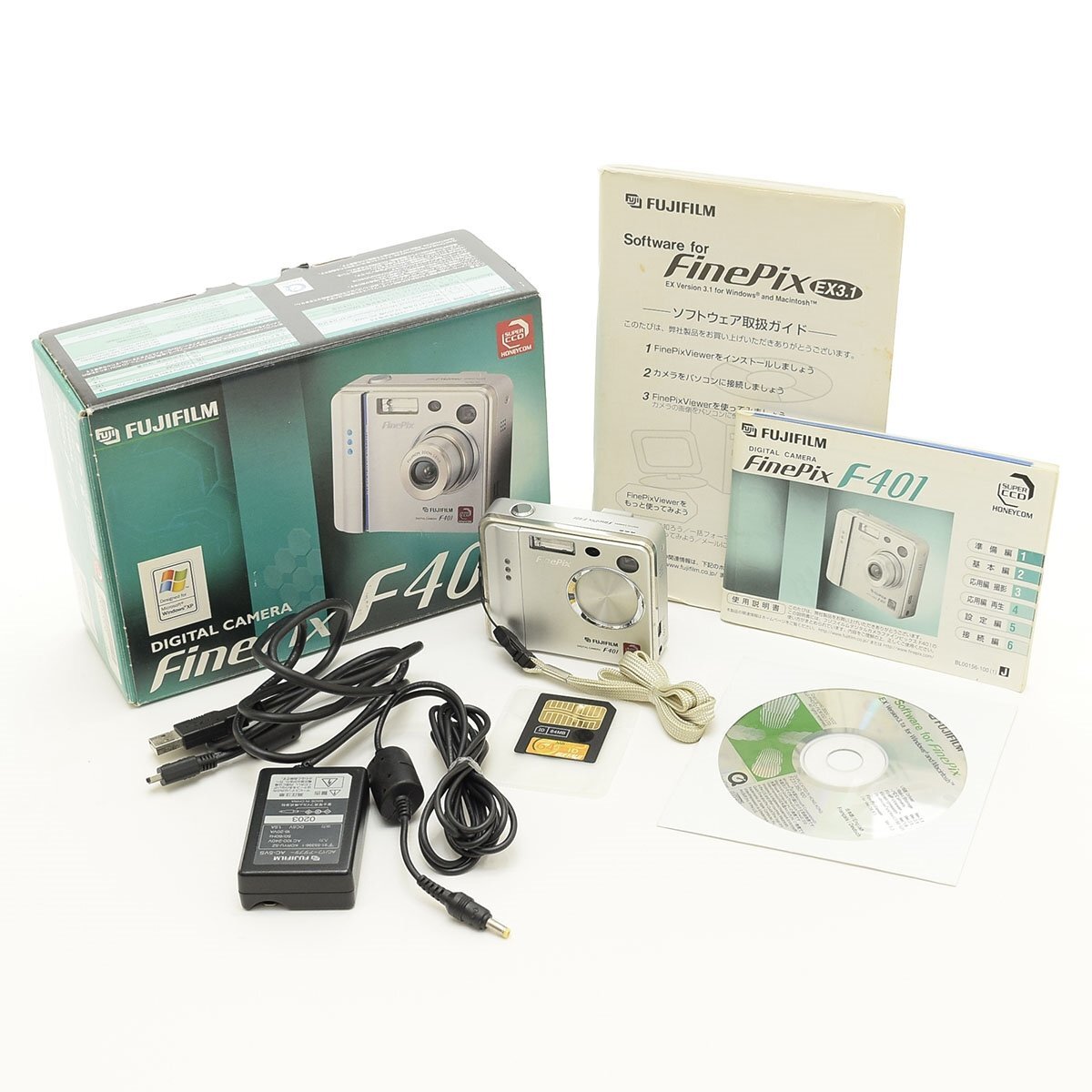 ▽551718 【動作確認済】FUJIFILM 富士フィルム コンパクトデジタルカメラ FinePix401 F401 撮影OK スマートメディア付き シルバー拍卖