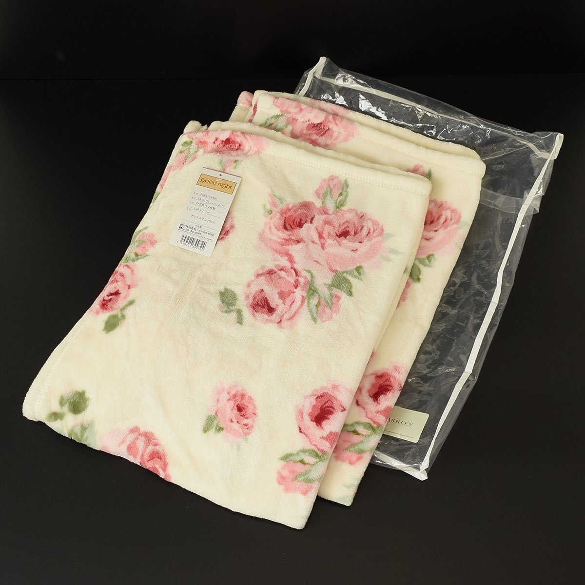 ●529794 未使用品 ローラアシュレイ マイクロファイバー ニューマイヤーひざ掛け ブランケット100×70cm クチュールローズ 西川株式会社拍卖