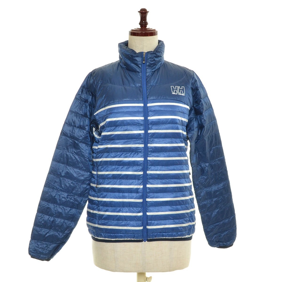 ◇505121 HELLY HANSEN ヘリーハンセン ◇ジャケット ボーダー ライトダウンジャケット サイズM レディース ブルー拍卖
