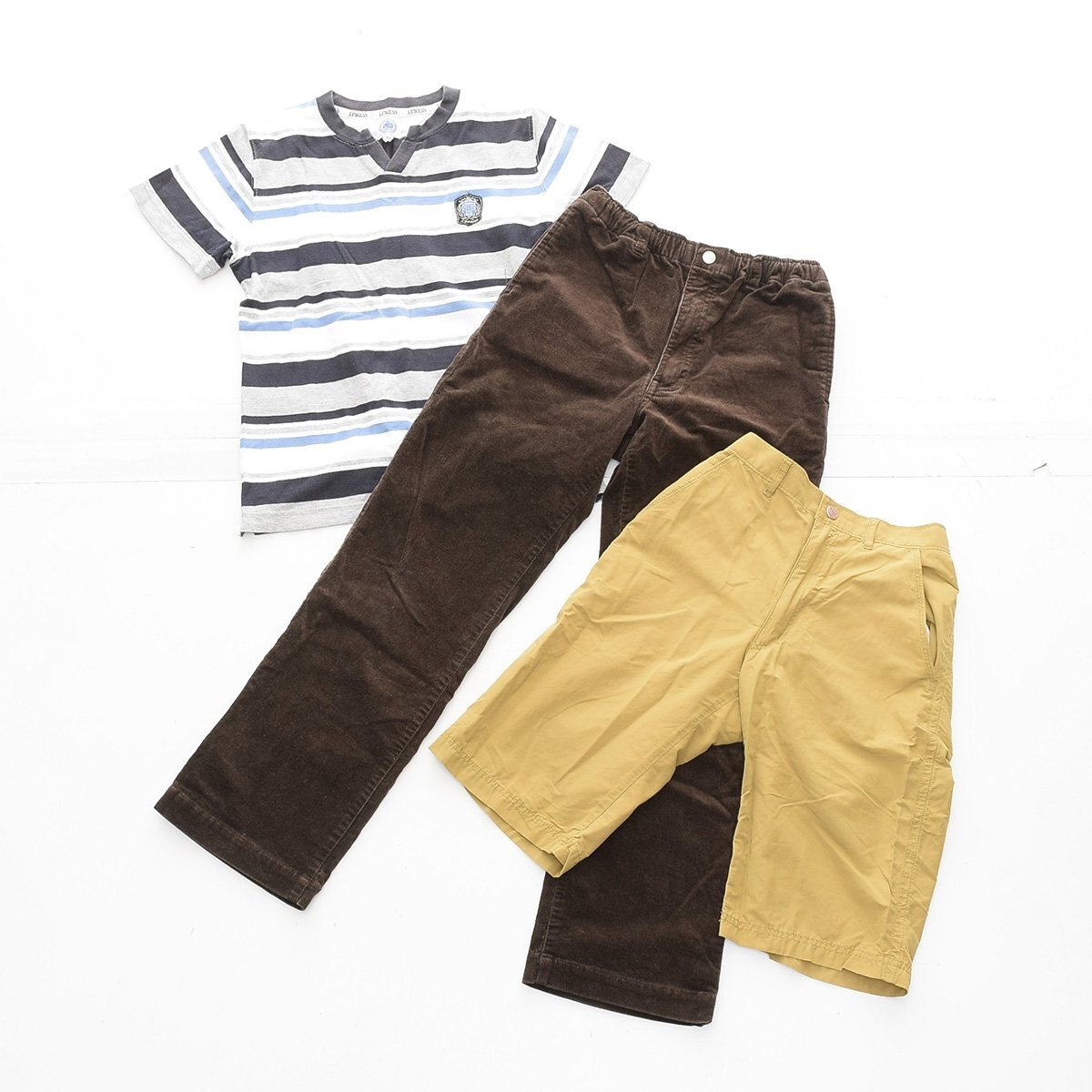 ▲493401 J.PRESS ジェイプレス 子ども服3着セット ボーダーTシャツ コーデュロイパンツ ハーフパンツ サイズ140-150cm キッズ ジュニア拍卖