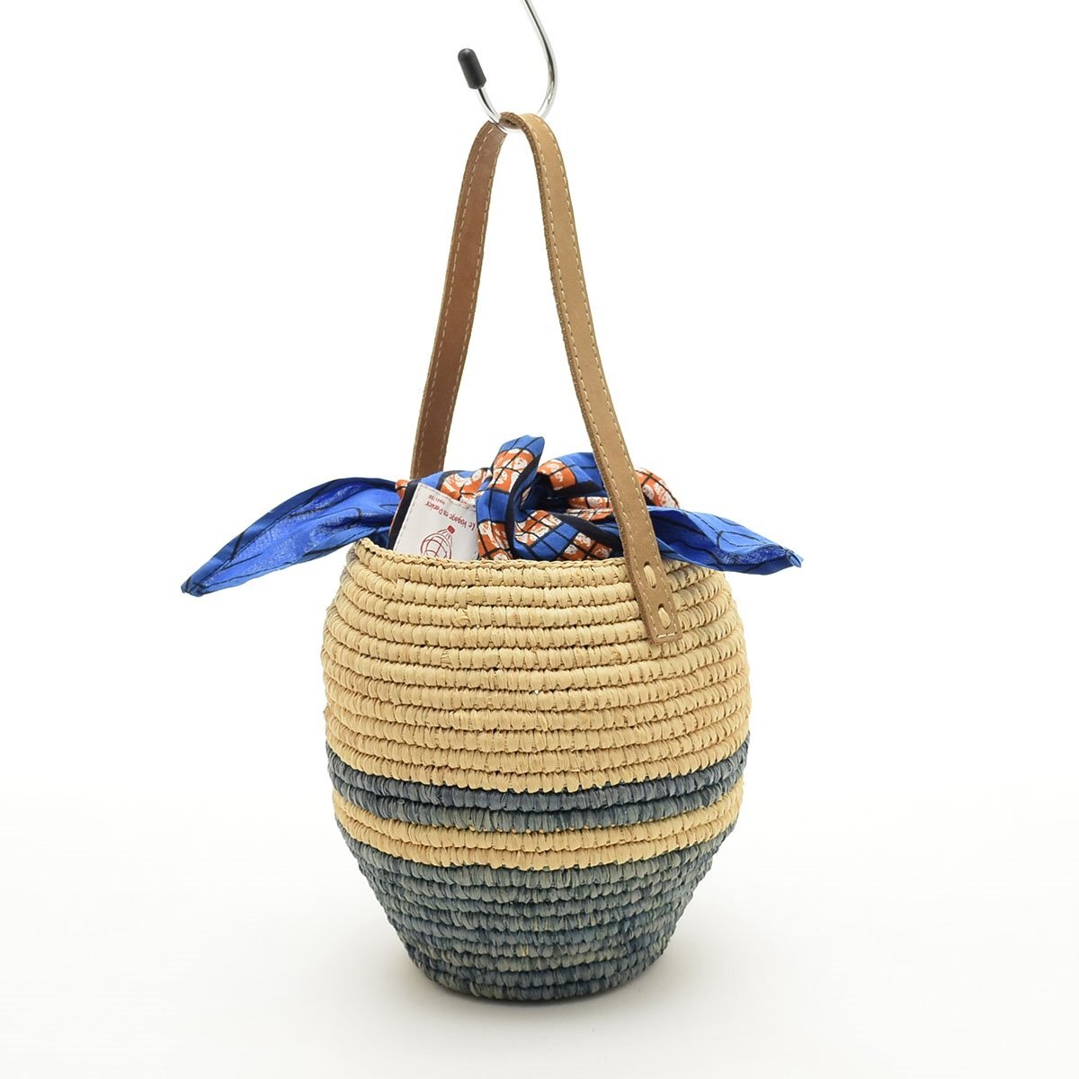 ◇542789 Le Voyage en Panier ルヴォヤージュアンパニエ かごバッグ トートバッグ レディース ナチュラル ブルー ボーダー拍卖