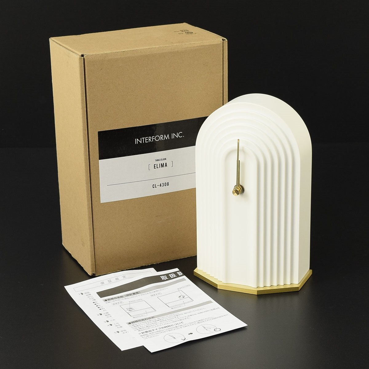 ▽560254 INTERFORM インターフォルム Elima エリマ テーブルクロック CL-4308 置き時計 オブジェ ウォールクロック拍卖