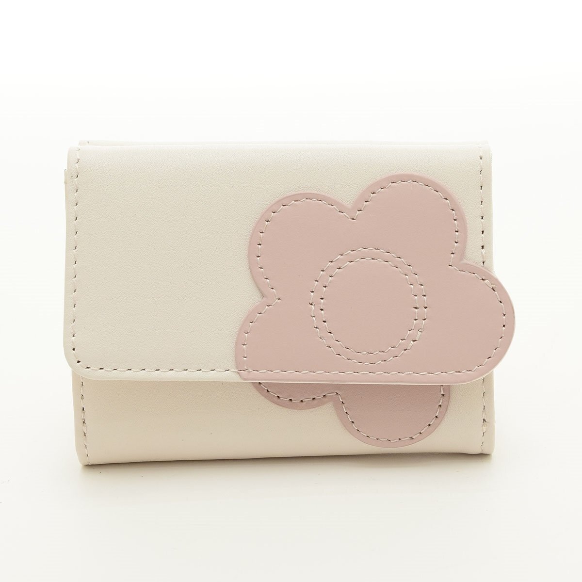 ◇555375 未使用品 MARY QUANT 三つ折り財布 ハートインサイド ミニウォレット 224914488 牛革レザー 24aw レディース ライトピンク拍卖