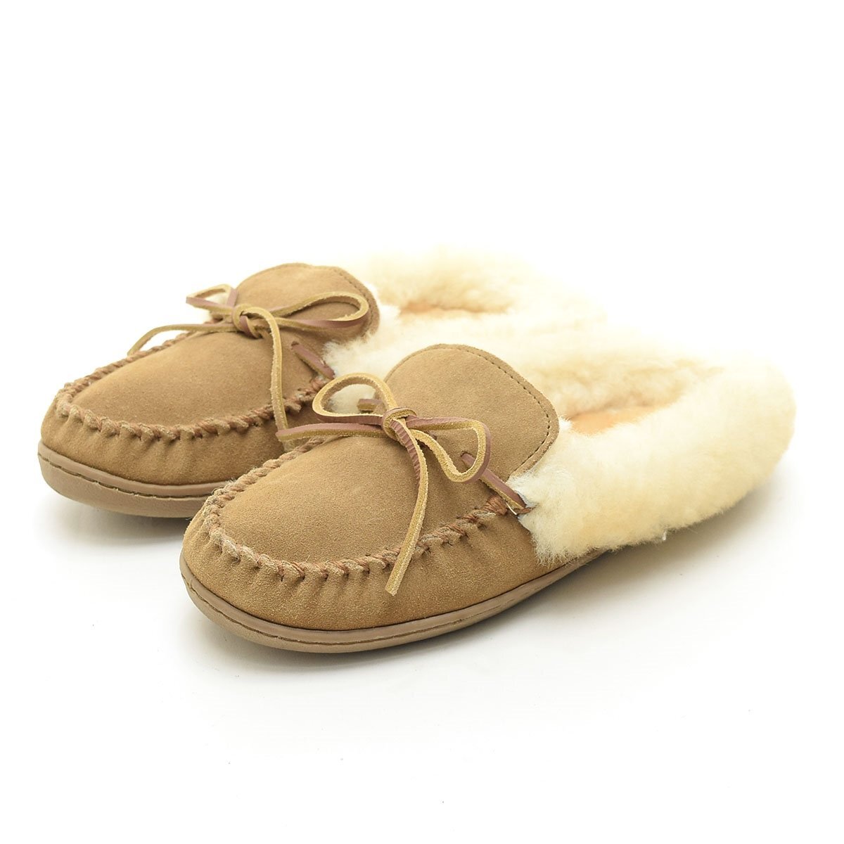 ◇550217 MINNETONKA ミネトンカ ムートンモカシン ローファー RENA レナ 3371l サイズ7(24.0cm) レディース ベージュ拍卖