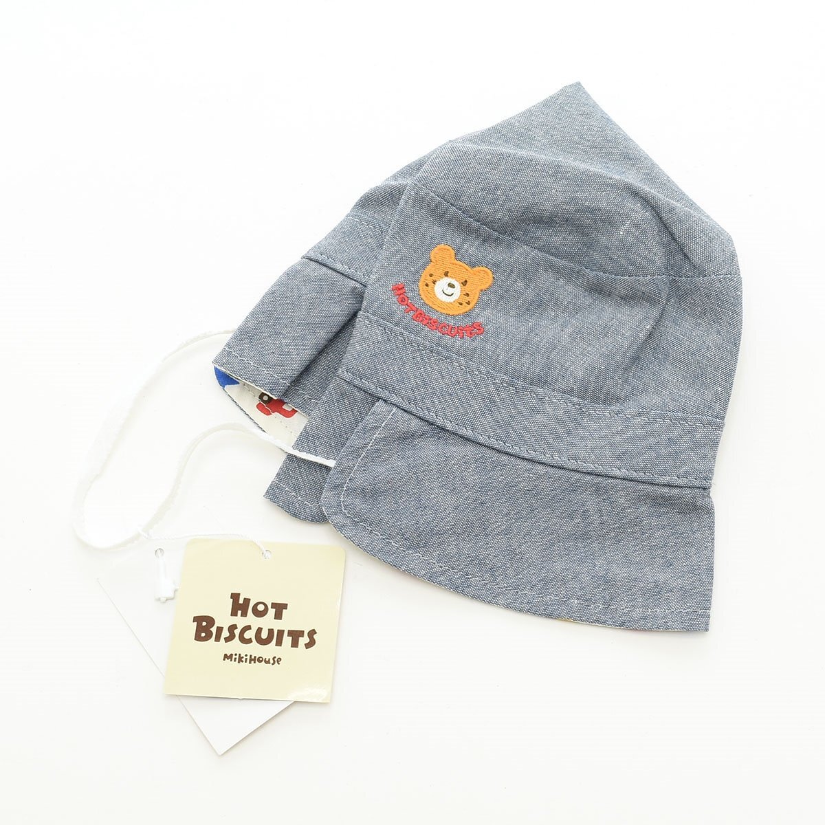 ▲532099 未使用品 MIKI HOUSE ミキハウス ハット 帽子 サイズ48cm シャンブレー キッズ 子ども ブルー拍卖