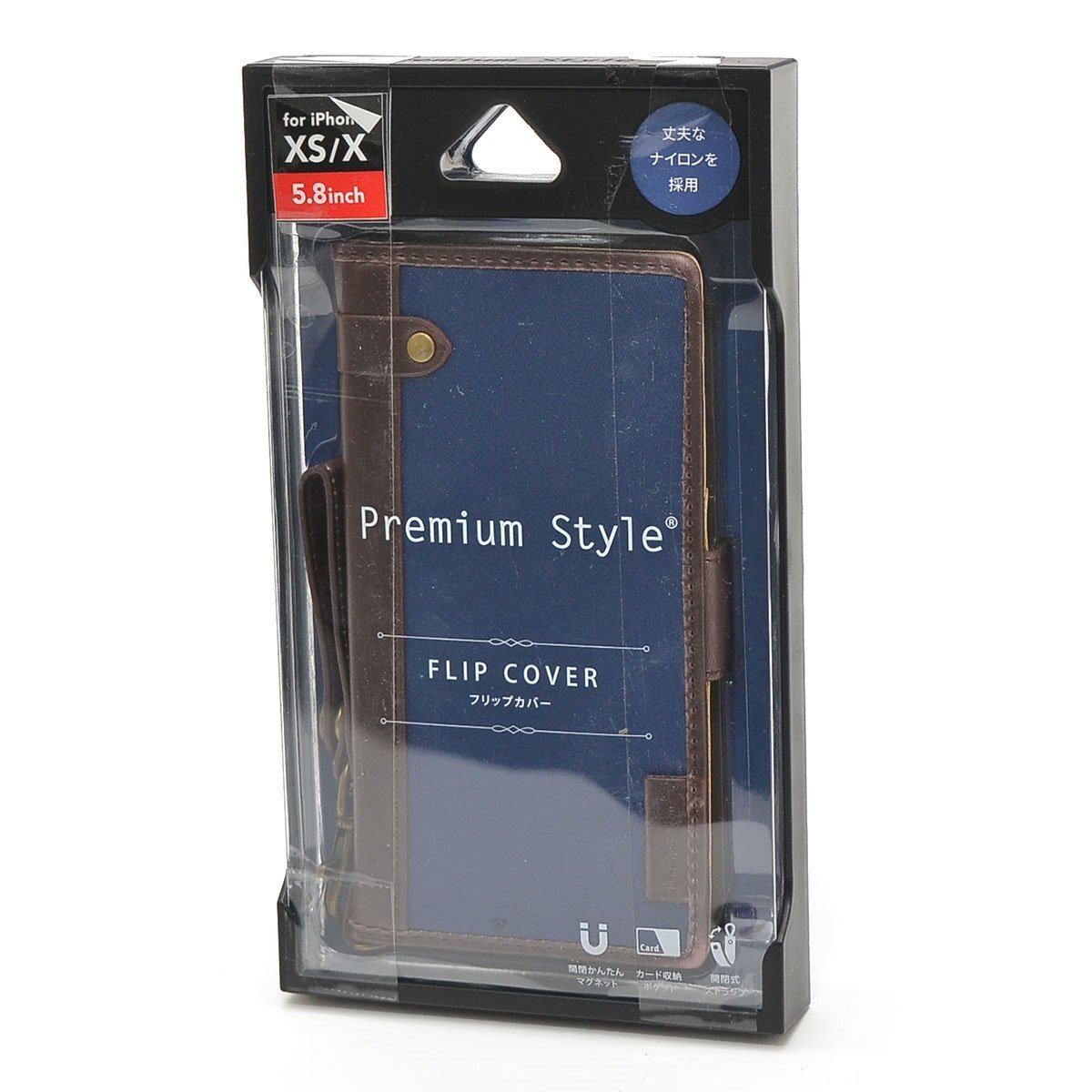 ▽401864 未開封品 PGA Premium Style iPhone XS X 用 手帳型カバー ケース PG-18XFP21NV クリックポスト198円 ネイビー拍卖