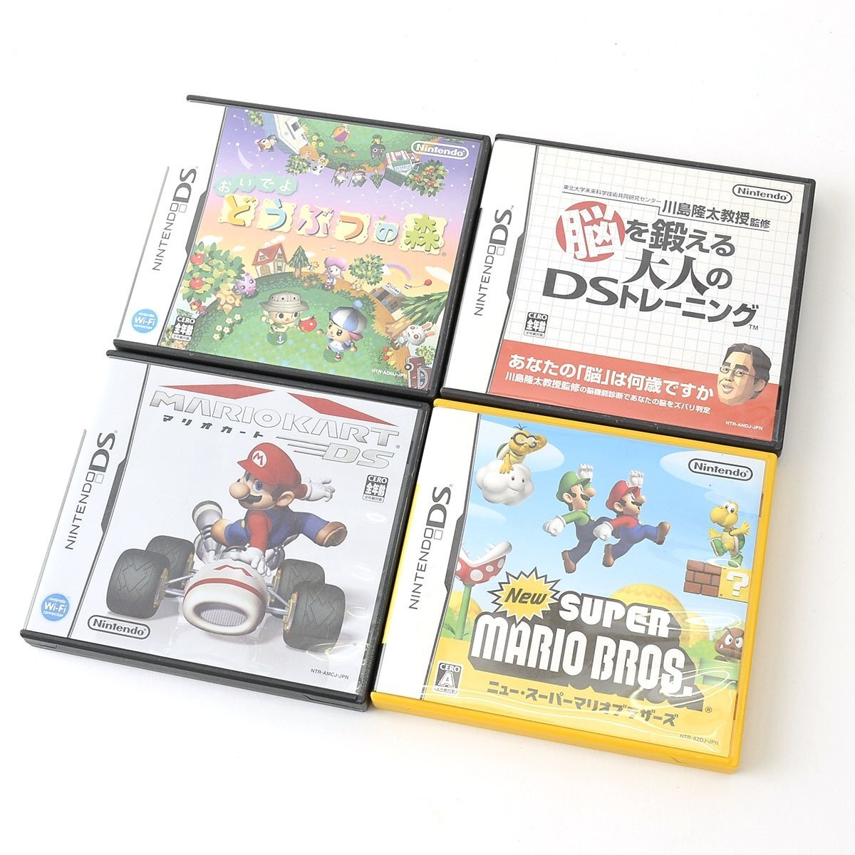 ▽547904 【動作確認済】Nintendo DS名作4本セット スーパーマリオブラザーズ・マリオカート・おいでよどうぶつの森拍卖