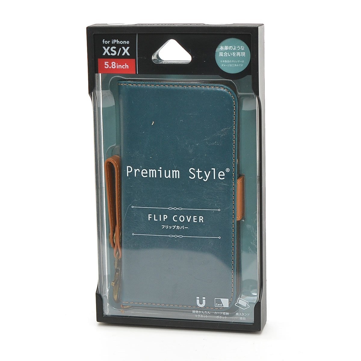 ▽401876 未開封品 PGA Premium Style iPhone XS X 用 フリップカバー 手帳型ケース PG-18XFP02BL クリックポスト198円 ブルー拍卖