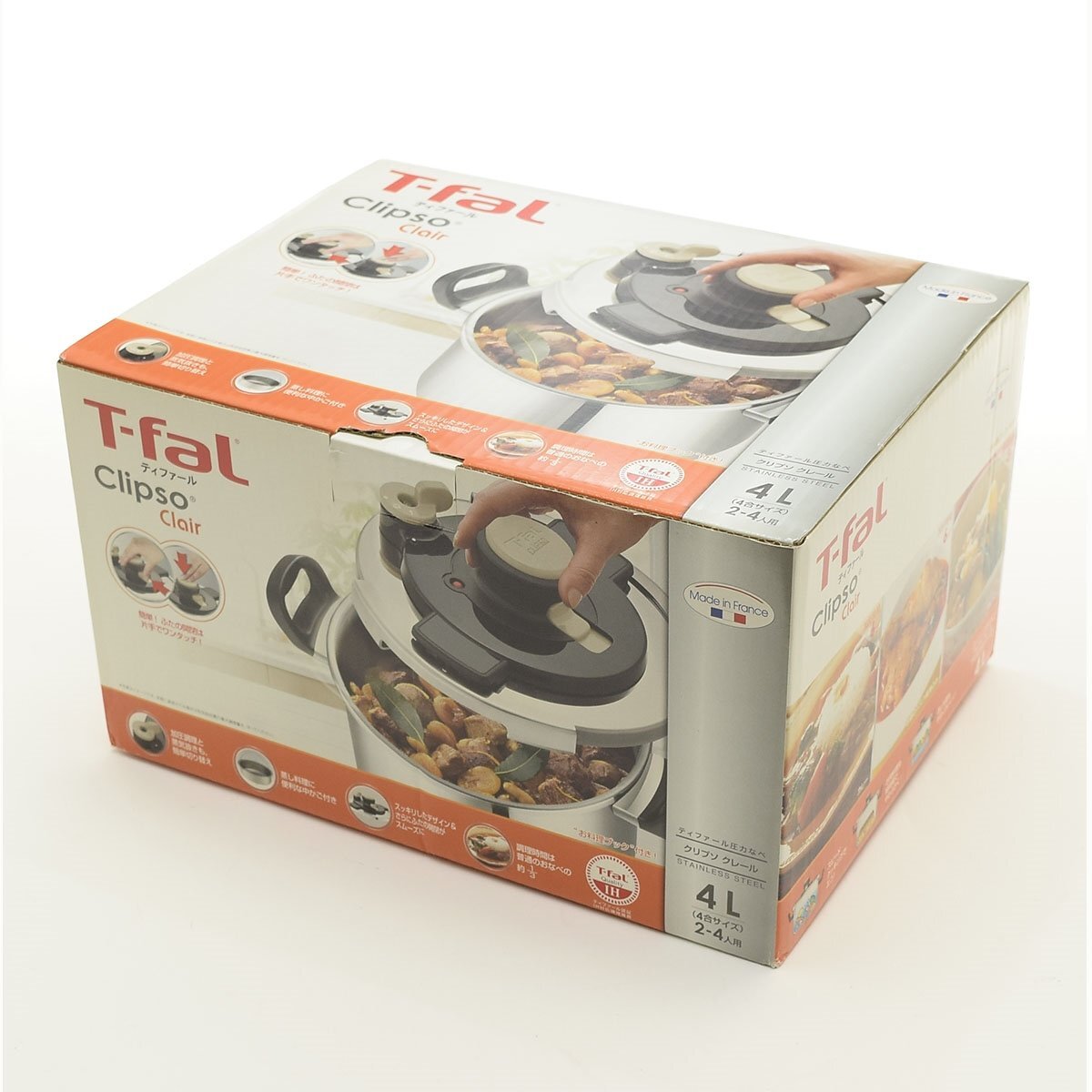 ◎548406 未使用品 T-fal ティファール 圧力鍋 クリプソ クレール 4L 2~4人用 P4310431 ワンタッチ開閉 IH対応拍卖