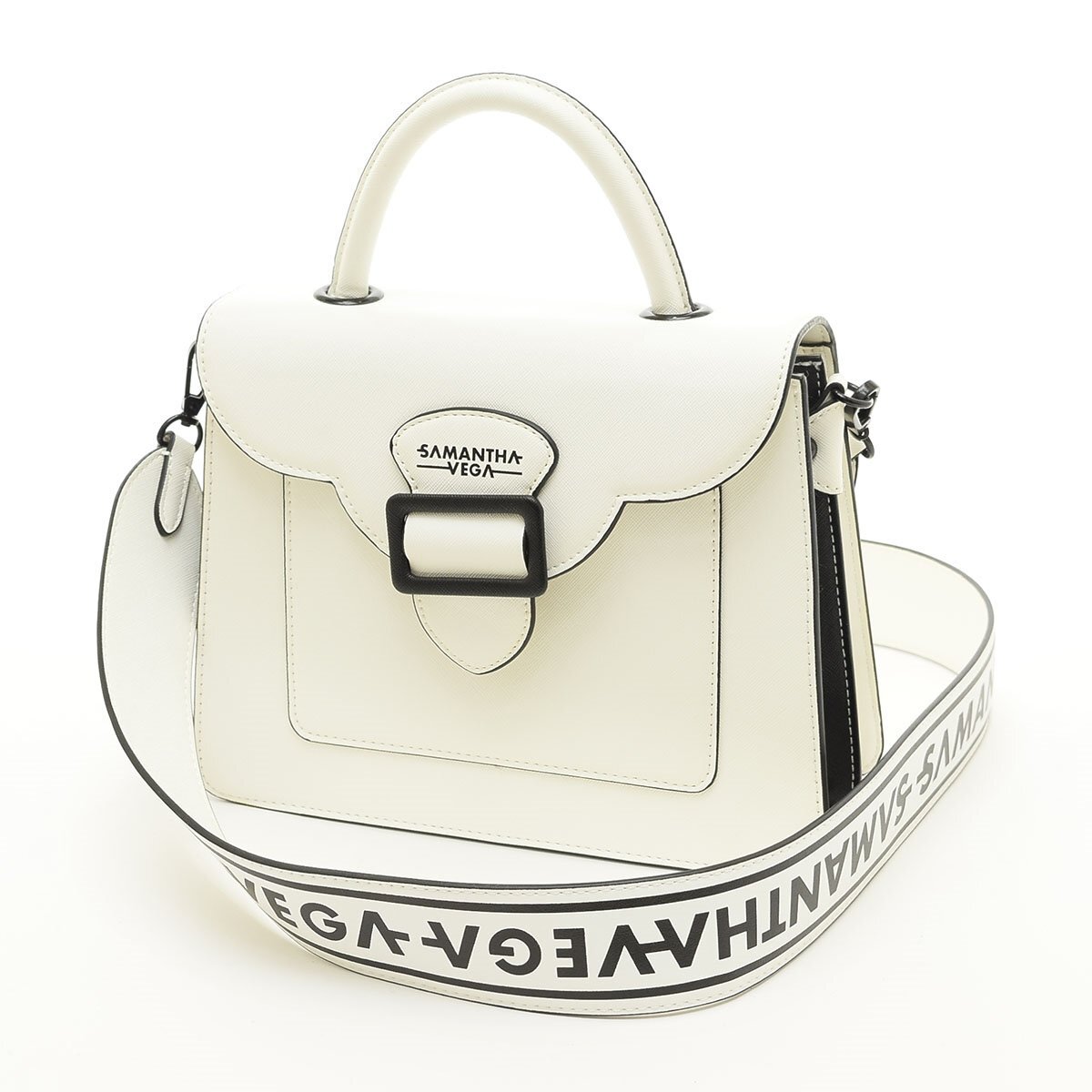 ◇555248 Samantha Vega サマンサベガ サマンサタバサ 2WAYハンドバッグ ショルダーバッグ PVCレザーフラップバッグ レディース ホワイト拍卖