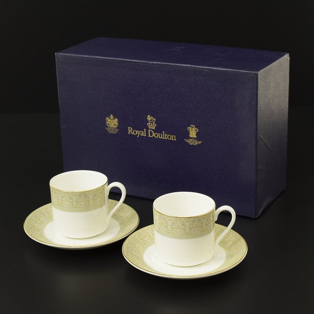 ◎549106 未使用品 Royal Doulton ロイヤルドルトン SONNET H.5012 デミタス カップ&ソーサー ペア 2客セット 箱入拍卖