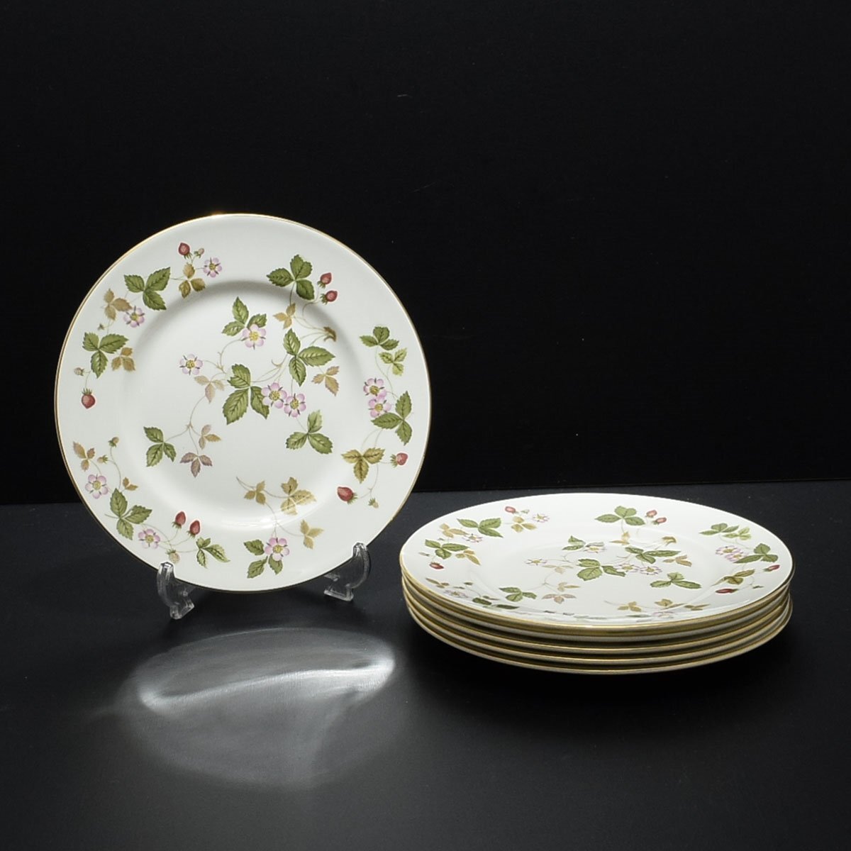 ◎562833 WEDGWOOD ウェッジウッド ワイルドストロベリー 17.5cm ケーキ皿 小皿 6枚セット拍卖