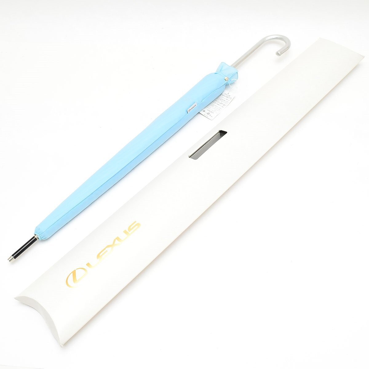 ◎567910 未使用品 LEXUS レクサス ノベルティ アンブレラ 傘 純正成約記念品 超撥水加工 水色 シルバーハンドル(PU) レディース 非売品拍卖