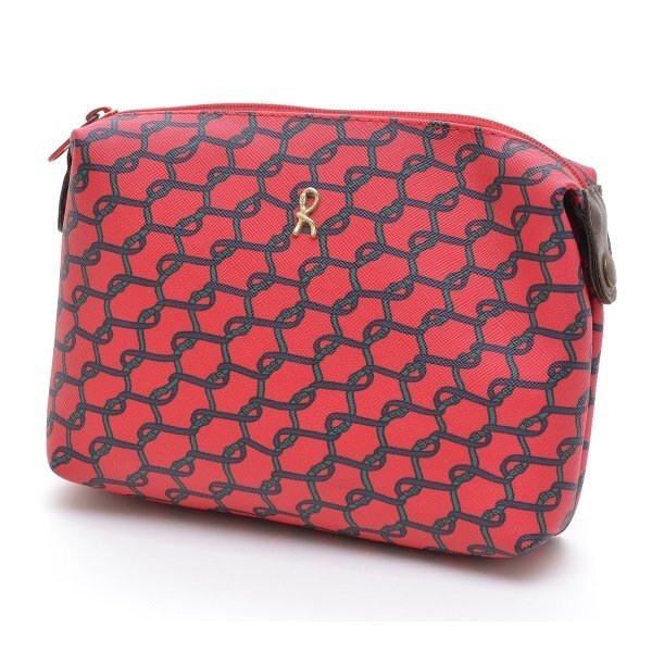 □175102 Roberta di Camerino ロベルタディカメリーノ 総柄PVC コスメポーチ ヴィンテージ レディース USA/米国製 レッド(赤色)拍卖