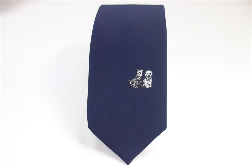8202◆ブラックアンドホワイトBLACK&WHITE 犬柄 ネクタイ拍卖