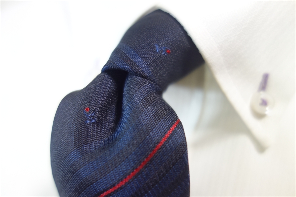 8233◆ジュンアシダ jun ashida ストライプ&ロゴマーク柄 シルクネクタイ拍卖