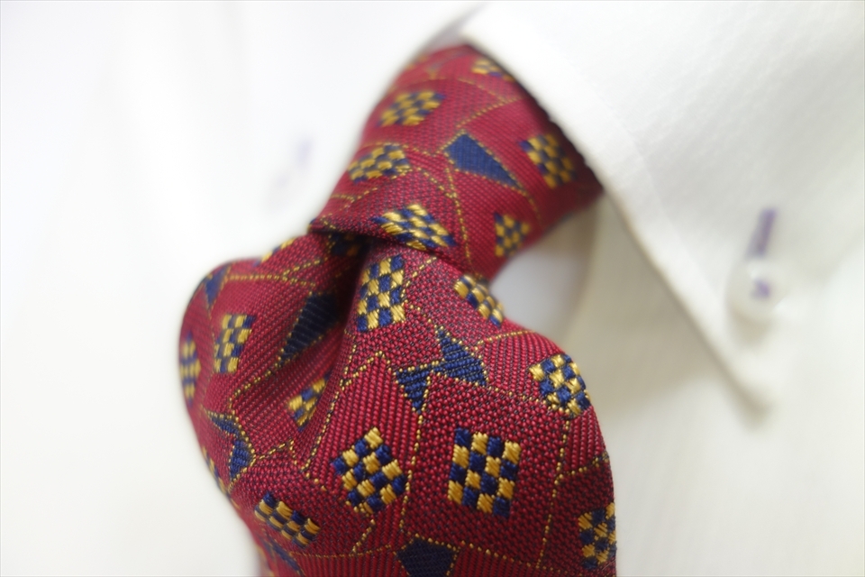 8093◆イタリア製生地 ポール・スチュアートPaul Stuart 四角&ブロックチェック柄 シルクネクタイ拍卖