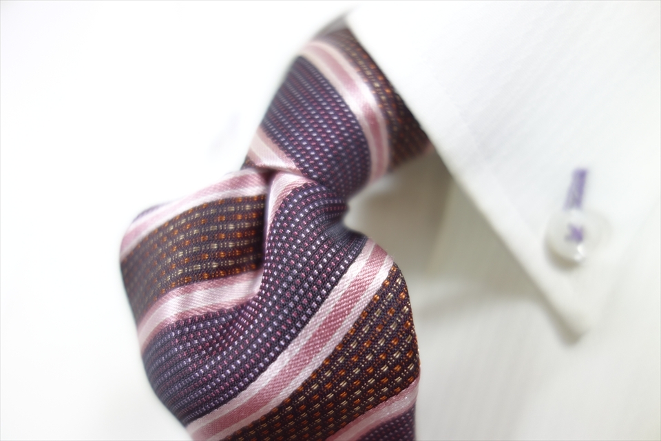 8565◆ブリックハウス BRICK HOUSE ストライプ&ピンドットストライプ柄 ネクタイ拍卖