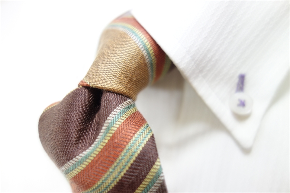 8639◆イタリア製 フランコ バッシFRANCO BASSI ストライプ柄 シルクリネンネクタイ拍卖