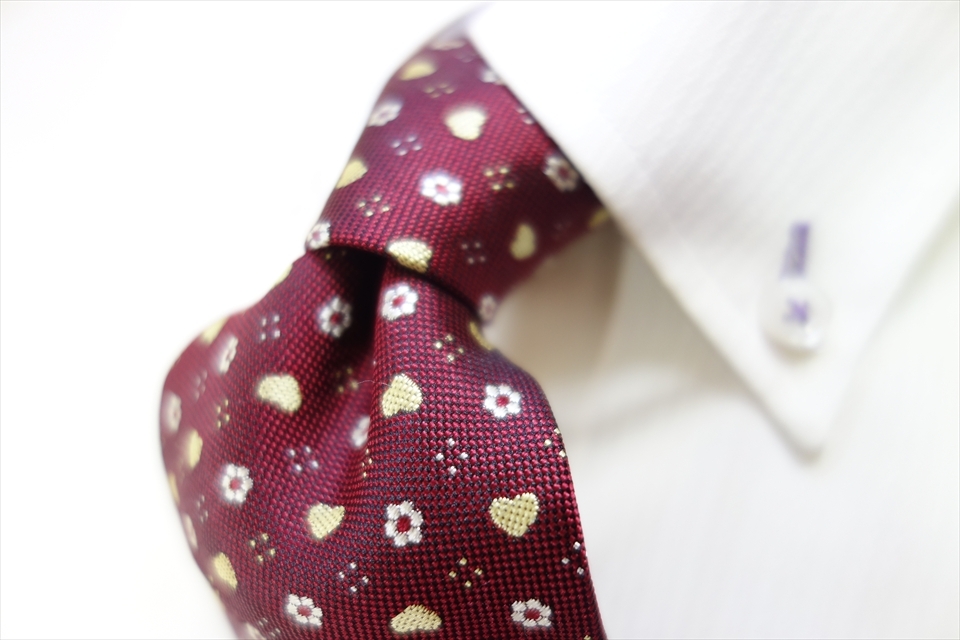 8651◆西陣 NISHIJIN 小花&ハート柄 シルクネクタイ拍卖