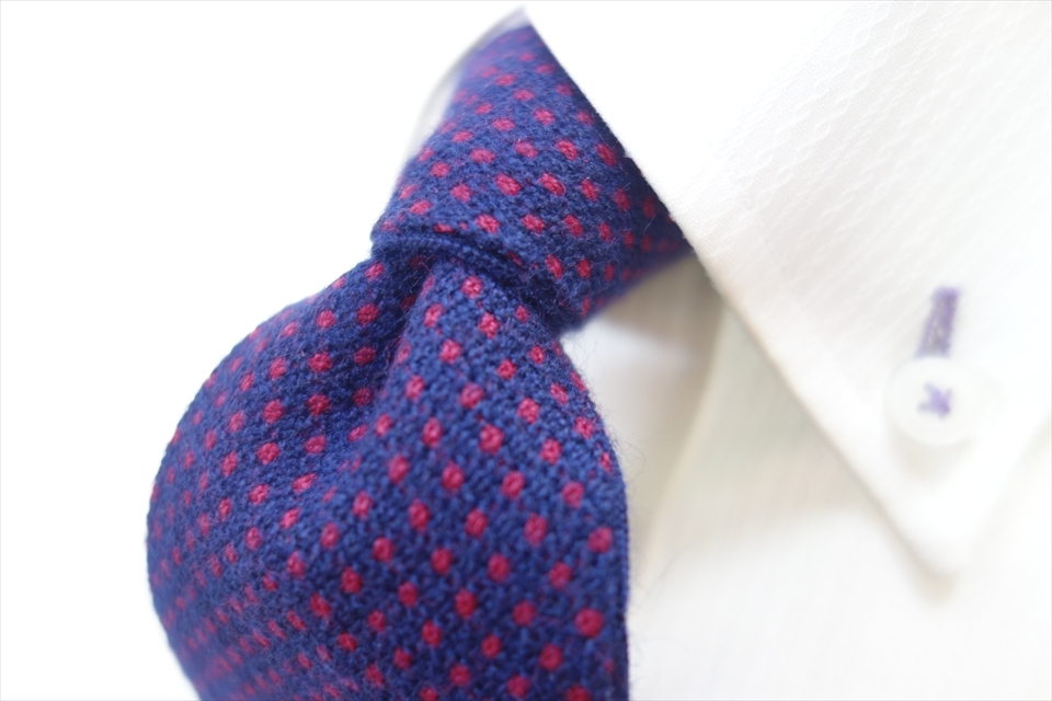 8677◆イタリア製 ミラショーン mila schon ドット柄 リバーシブル ウールネクタイ拍卖