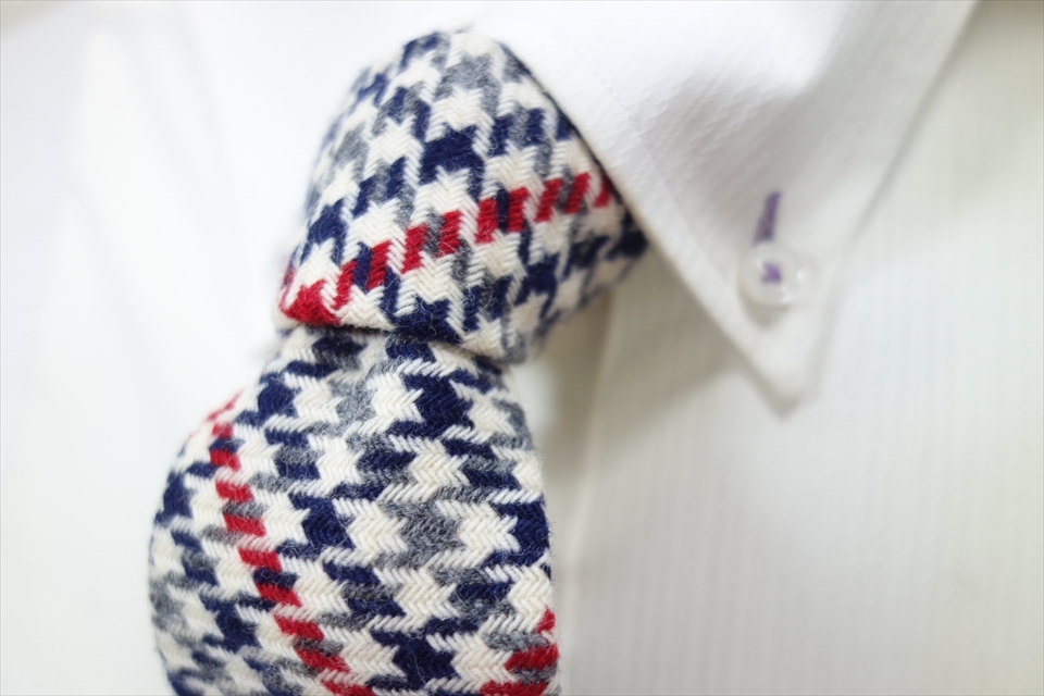 8695◆U.S.A製 ブルックスブラザーズ BROOKS BROTHERS 千鳥格子柄 ウールネクタイ拍卖