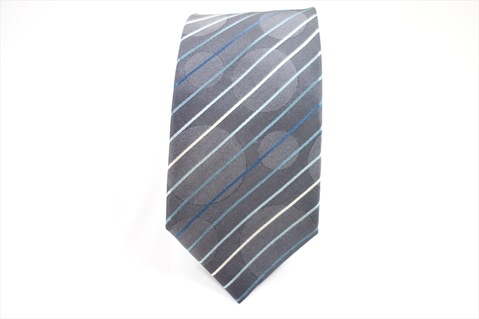 8702◆ミスタージュンコ Mr.JUNKO ストライプ&ドット柄 シルクネクタイ拍卖