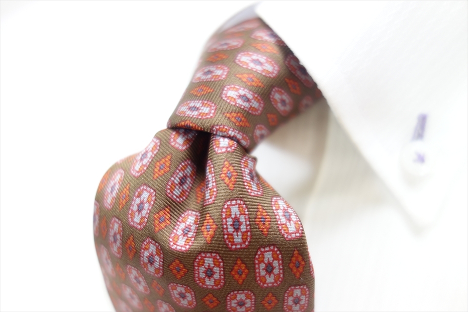 8719◆パリスPARIS 四角&小花柄 シルクネクタイ拍卖