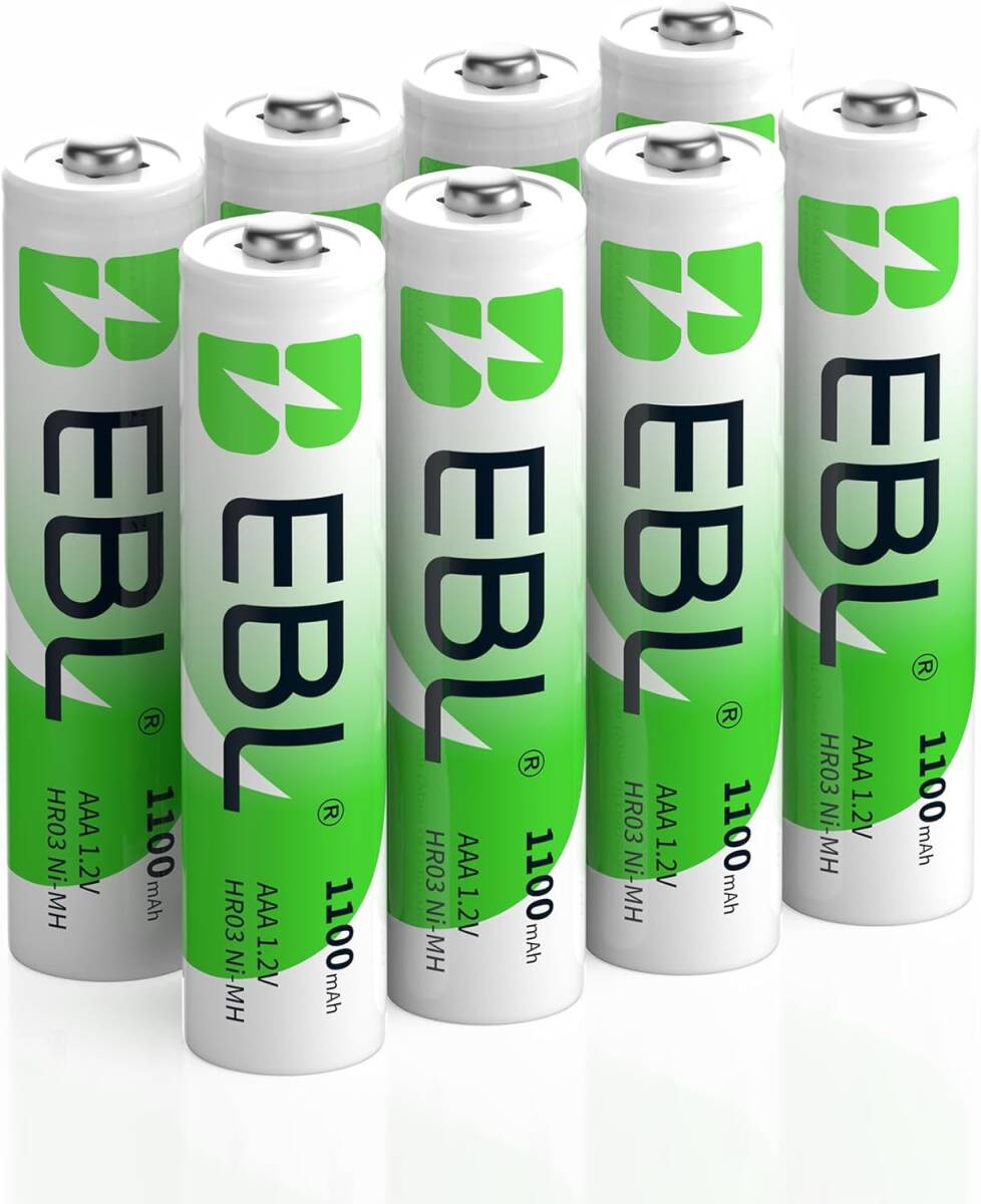 EBL 単4電池 充電式 1100mAhニッケル水素充電式電池、収納ケース付き8パック 電池 単4 充電式 充電式単四 単四充電池拍卖